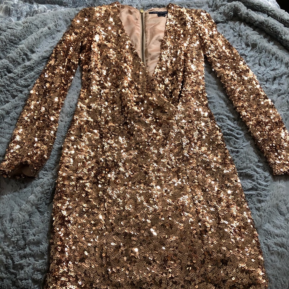 French connection rose gold sequin dress